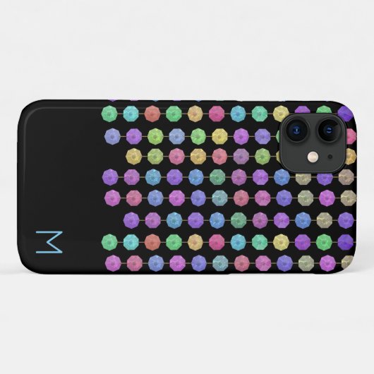 Rainbow Crystal Strands Monogram Telefoon Case (Achterkant (horizontaal))