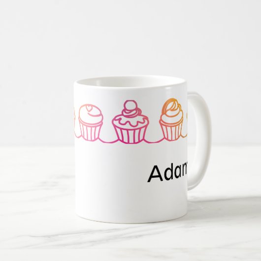 Rainbow Cupcakes Border Gepersonaliseerde Mok (Voorkant rechts)