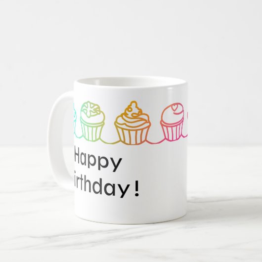 Rainbow Cupcakes Border Gepersonaliseerde Mok (Voorkant links)