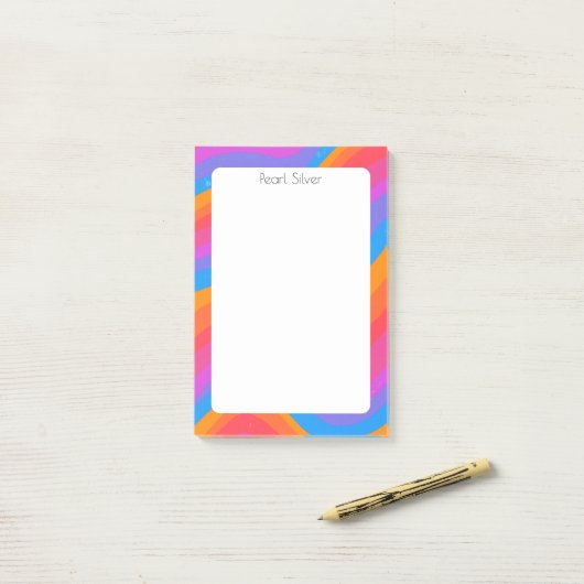 Rainbow Curves CUSTOM Chic Monogram aangepast Post-it® Notes (Op bureau)