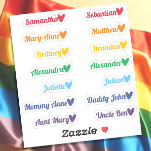 Rainbow Custom Guest List Namen Gekleurde Harten Sticker