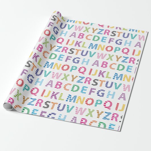 Rainbow Cute Alphabet Cadeaupapier (Uitgerold)