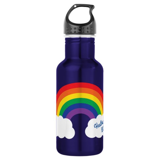 Rainbow Cute Kids Bouteille d'eau avec nom (Devant)
