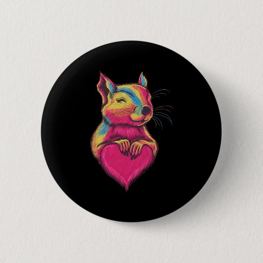 Rainbow Cute Squirrel Hugging Valentine Heart Love Ronde Button 5,7 Cm (Voorkant)