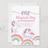 Rainbow Cute Unicorn Enfants 1 Invitation annivers (Devant)