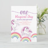 Rainbow Cute Unicorn Enfants 1 Invitation annivers (Debout devant)