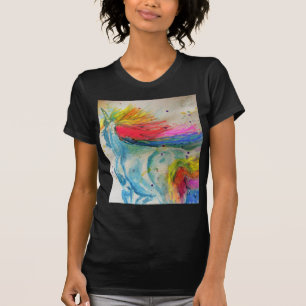 Rainbow Cute Unicorn Womans Waterverf T Shirt