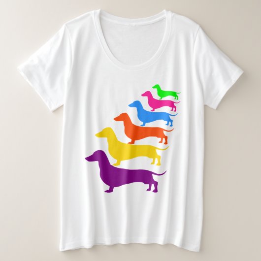 Rainbow Dachshund-Shirt Grote Maat T-shirt (Design voorkant)