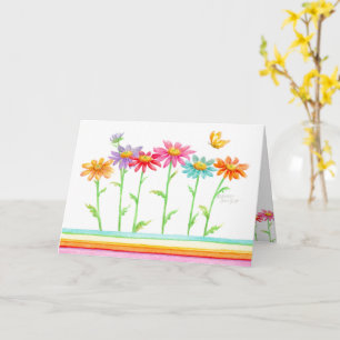 Rainbow Daisies Belle carte de voeux d'anniversair