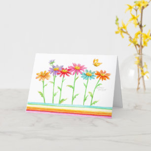 Rainbow Daisies Blank Note Kaart Wenskaart