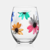 Rainbow Daisies Wijnglas Zonder Voet (Achterkant)