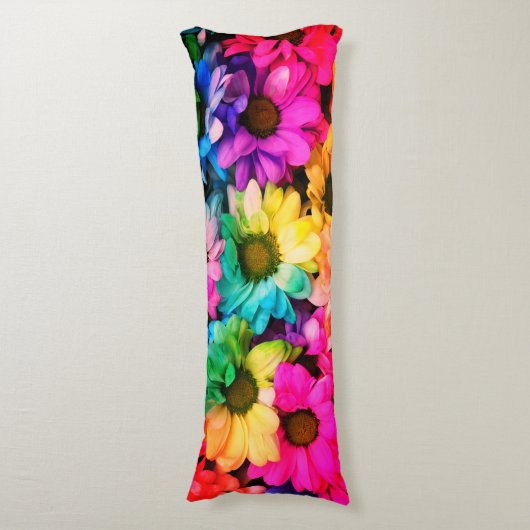 Rainbow Daisy Print Body Pillow Lichaamskussen (Voorkant Verticaal)