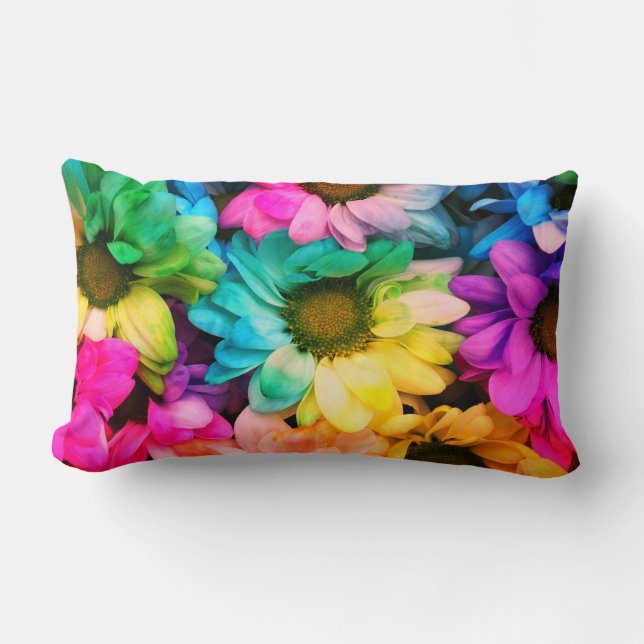 Rainbow Daisy Print Lumbar Coussin (Recto)