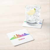 Rainbow Dallas skyline Vierkante Kartonnen Onderzetter (Insitu)