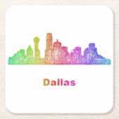 Rainbow Dallas skyline Vierkante Kartonnen Onderzetter (Voorkant)