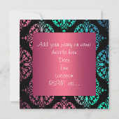 Rainbow Damask Black Party Kaart (Achterkant)