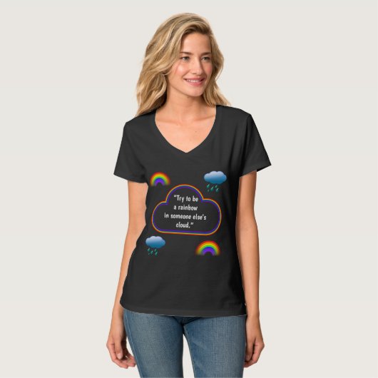 'Rainbow', dames met V-halszijde (zwart) T-shirt (Voorkant volledig)