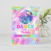 Rainbow Dance Disco Party Neon Glow Kaart (Staand voorkant)