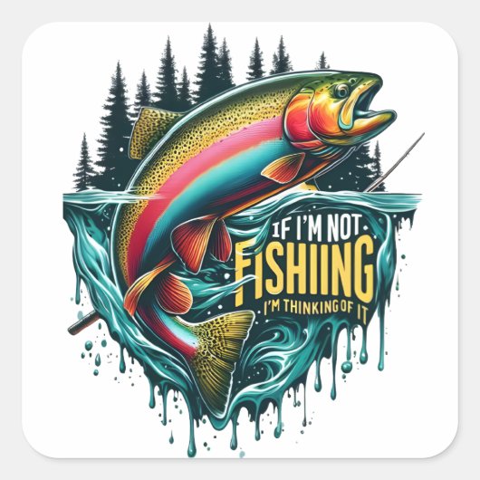 Rainbow Dance Een levendige vis springt uit het wa Vierkante Sticker (Voorkant)