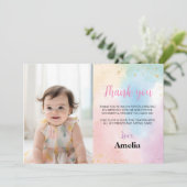 Rainbow Dank u kaart verjaardagsfeestje (Staand voorkant)