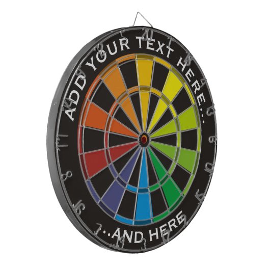 Rainbow Dartboard met aangepaste tekst Dartbord (Voorkant Links)