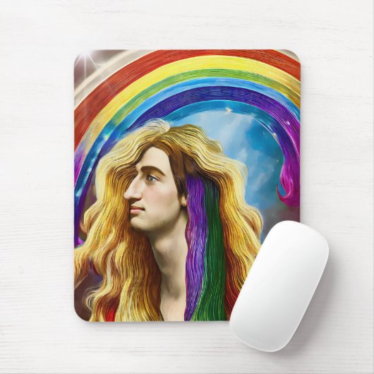 Rainbow Deity Man of All love Fantasy Art Muismat (Met muis)