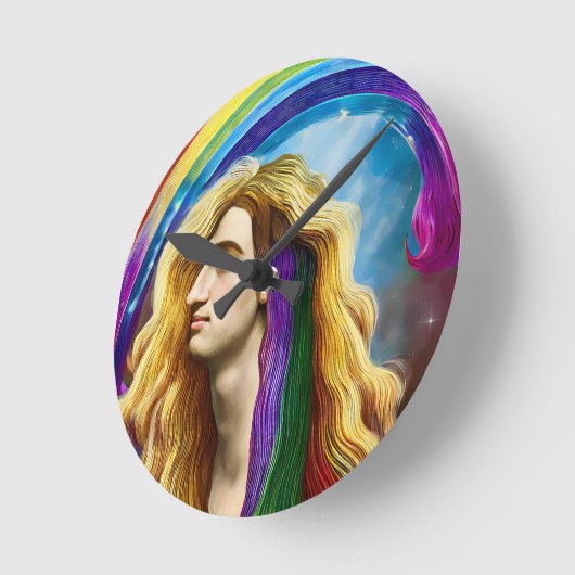Rainbow Deity Man of All love Fantasy Art Ronde Klok (Hoek)