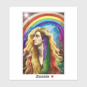 Rainbow Deity Man of All love Fantasy Art Sticker