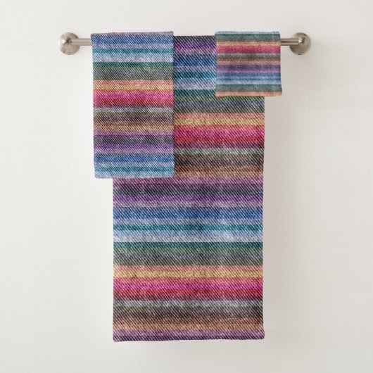 Rainbow Denim Pattern Bad Handdoek (Insitu)