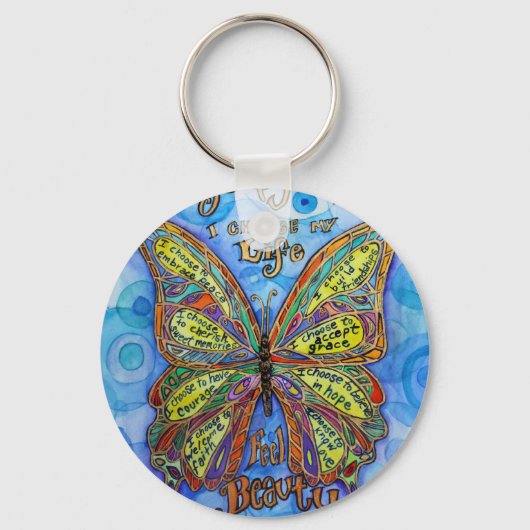 Rainbow Diabetes Butterfly Sleutelhanger (Voorkant)