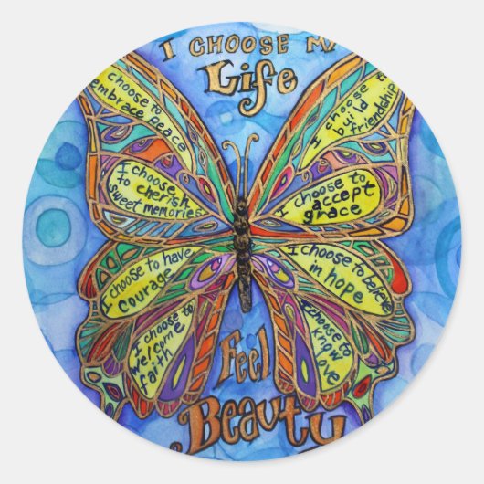 Rainbow Diabetes Butterfly Support Label Stickers (Voorkant)