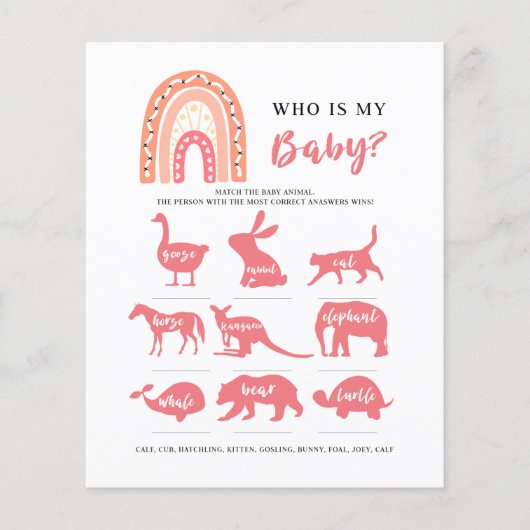Rainbow die mijn Baby is, Baby shower Game (Voorkant)