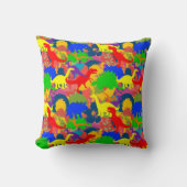 Rainbow Dinosaur Kind Room Nursery Bright Accent Kussen (Voorkant)