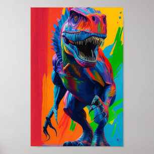 Rainbow Dinosaur T-Rex Illustratie Kunst Poster