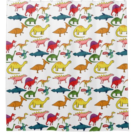 Rainbow DInosaurs rideau de douche (Devant)