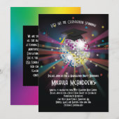Rainbow Disco Ball Graduation Party Invitation Kaart (Voorkant / Achterkant)