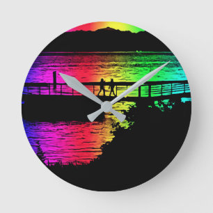 Rainbow Dock Silhouettes wandklok Ronde Klok