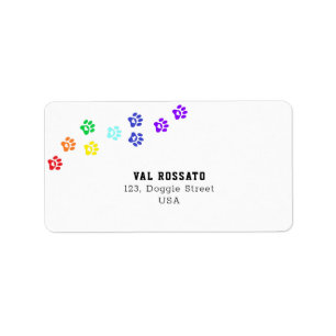 Rainbow Dog Paw Etiket