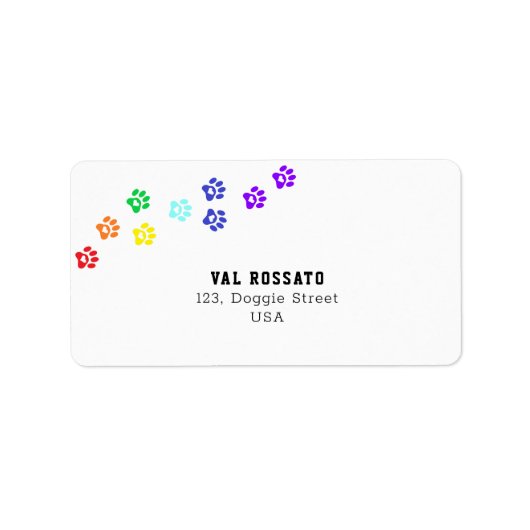 Rainbow Dog Paw Etiket (Voorkant)