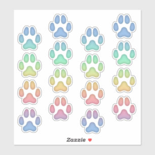 Rainbow Dog Pawprints Animal Tracks Decals Sticker