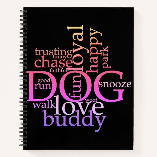 Rainbow Dog Word Art Bullet Journal Notitieboek (Voorkant)