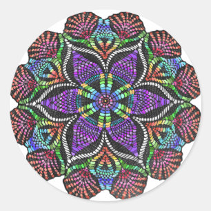 Rainbow Doily Mosaic Ronde Sticker