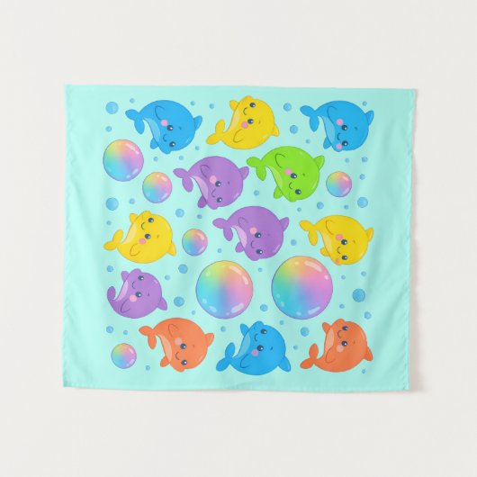 Rainbow Dolphins Wandkleed (Voorkant (horizontaal))