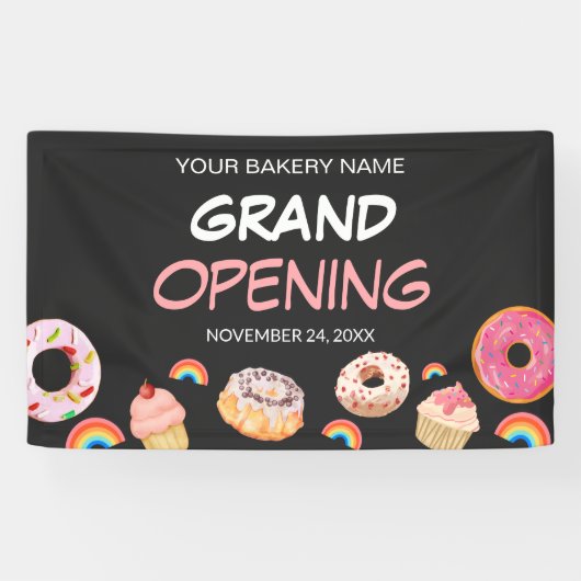 Rainbow Donut Bakery Grand Opening Sale Spandoek (Horizontaal)