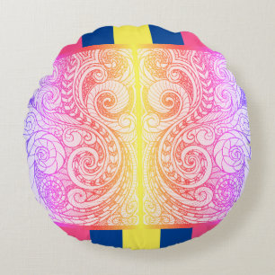 Rainbow Doodle Art Floor Pillow Rond Kussen