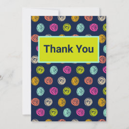 Rainbow Doodle Dot Confetti on Navy Wrapping Paper Bedankkaart