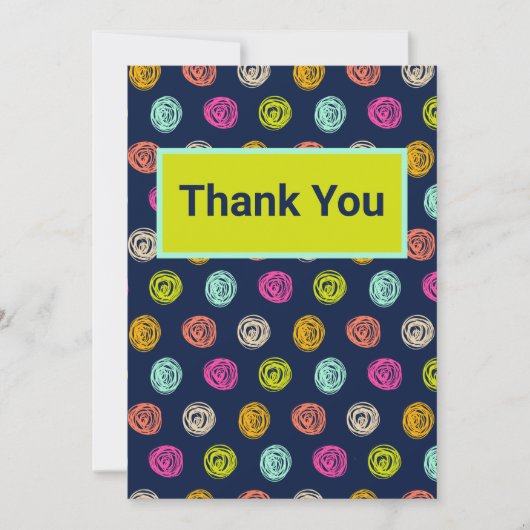 Rainbow Doodle Dot Confetti on Navy Wrapping Paper Bedankkaart (Voorkant)