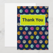 Rainbow Doodle Dot Confetti on Navy Wrapping Paper Bedankkaart (Voorkant / Achterkant)
