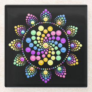 Rainbow Dot Art Mandala Onderzetters