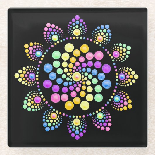 Rainbow Dot Art Mandala Onderzetters (Voorkant)